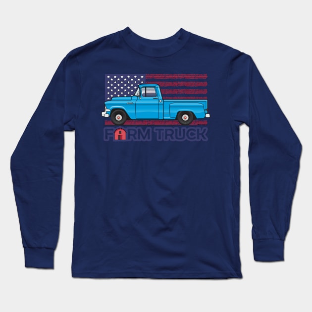 Blue Farm Truck Long Sleeve T-Shirt by JRCustoms44